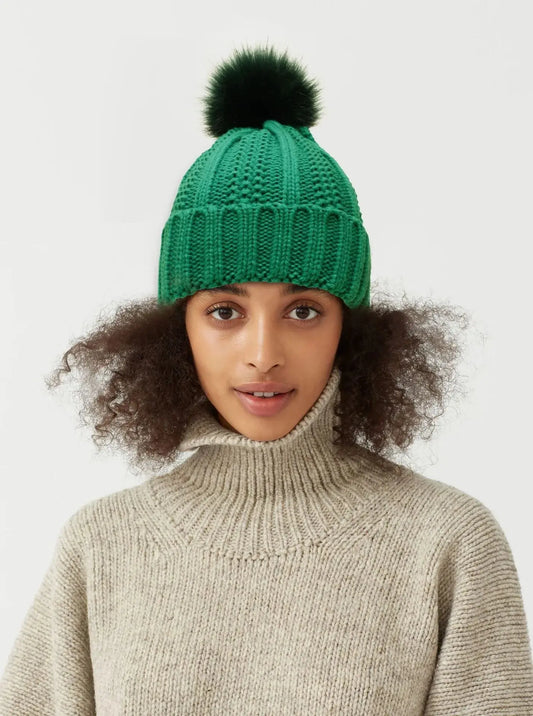 NEVY-TECH Winter Knitted Hats Fashion Stretchy Lined Winter Hats For Women Faux Fur Pom Pom Hat Keep Warming Beanie Hat - NevyTech