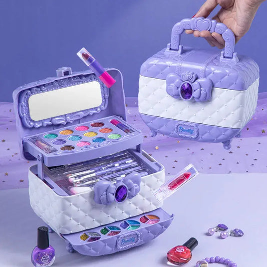 NEVY-TECH Girl Princess Makeup Kit offers safe, washable cosmetics in a cute caseβideal for creative play and gifts.