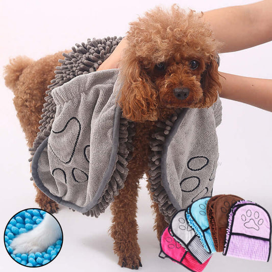 Super Absorbent Microfiber Pet Bath Towel – Quick-Drying Dog and Cat Bathrobe for Grooming and Drying