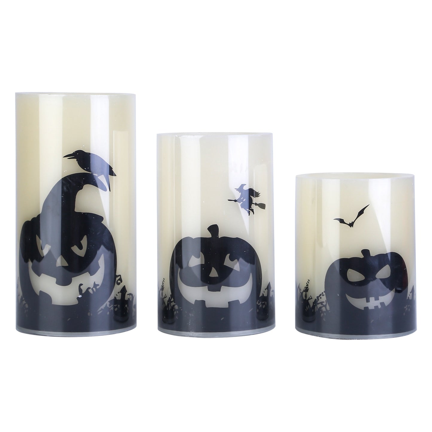 NEVY-TECH offers 3 warm orange flameless candles with timer—battery-operated Halloween lights for safe, spooky décor.