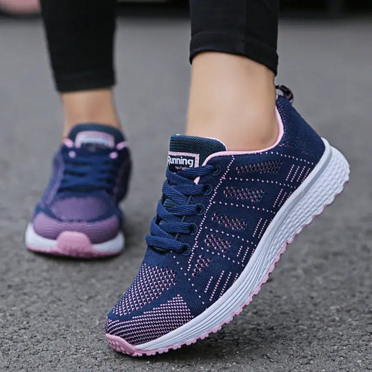 Nevytech Men’s Luxury Sneakers Casual Breathable Trainers in navy and pink for active comfort and style.
