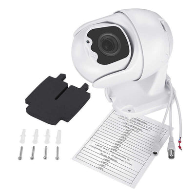 Wireless surveillance camera model USA-APT-X with installation accessories and instruction sheet.