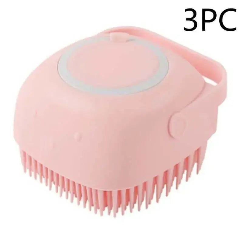 Silicone Dog Bath Massage Gloves – Pet Grooming Brush for Cats and Dogs with Shampoo Dispenser, Bathroom Cleaning Tool