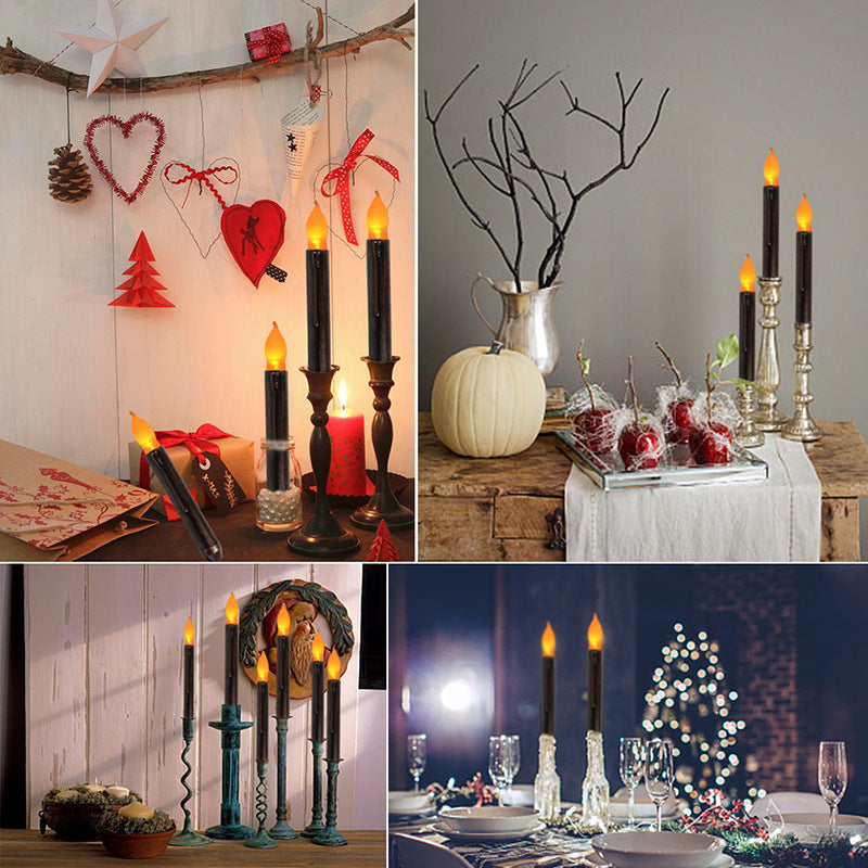 NEVY-TECH offers elegant long black candles for Halloween parties, gothic décor, or spooky home styling.