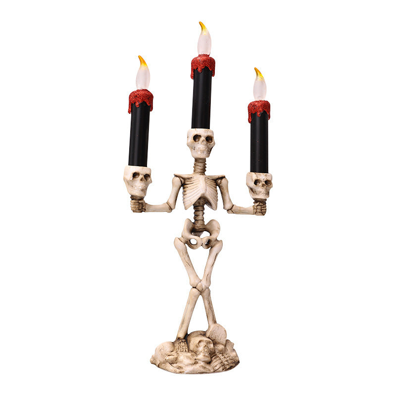 NEVY-TECH presents spooky skeleton candles—three-piece Halloween decoration perfect for gothic, party, or haunted house themes.