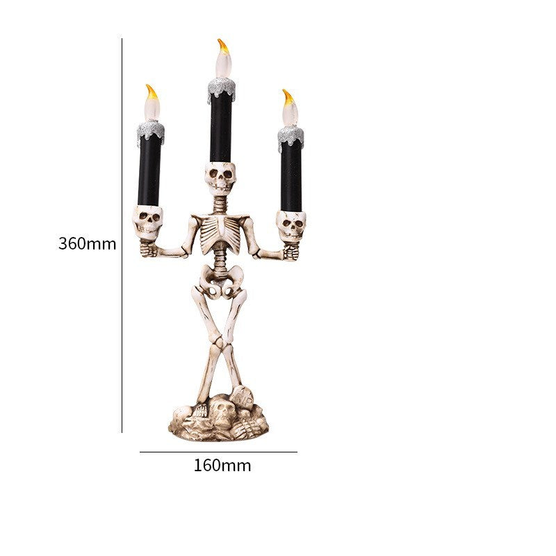 NEVY-TECH presents spooky skeleton candles—three-piece Halloween decoration perfect for gothic, party, or haunted house themes.