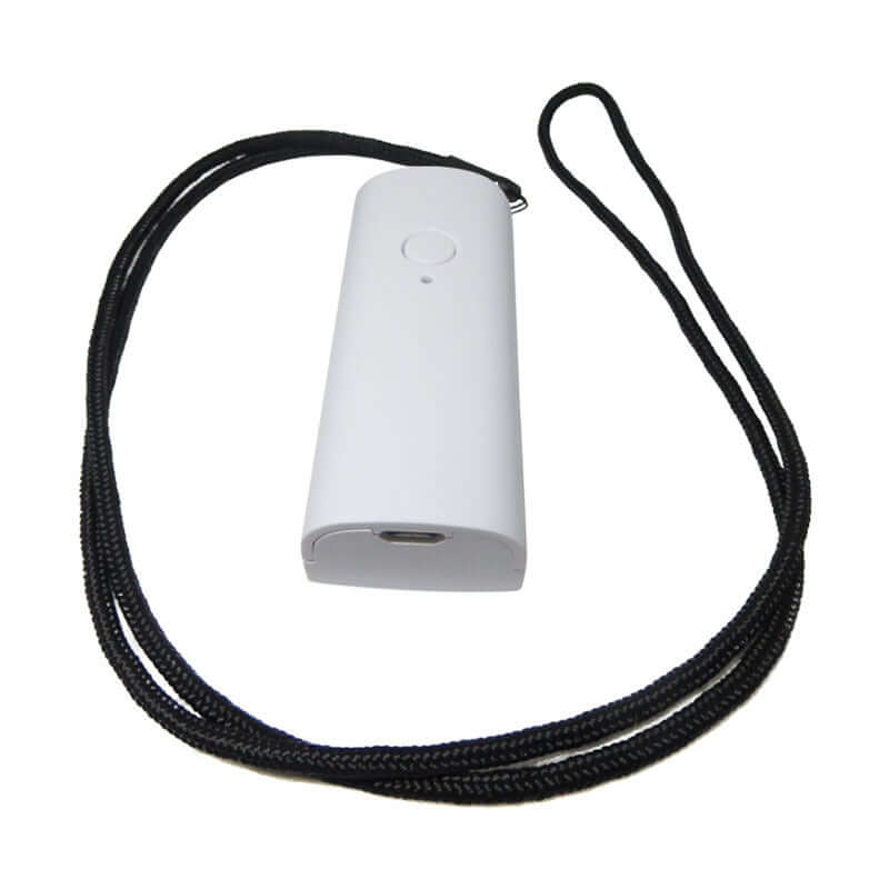 Portable air purifier with USB power mode and strap, designed for commercial use and effective in small areas.