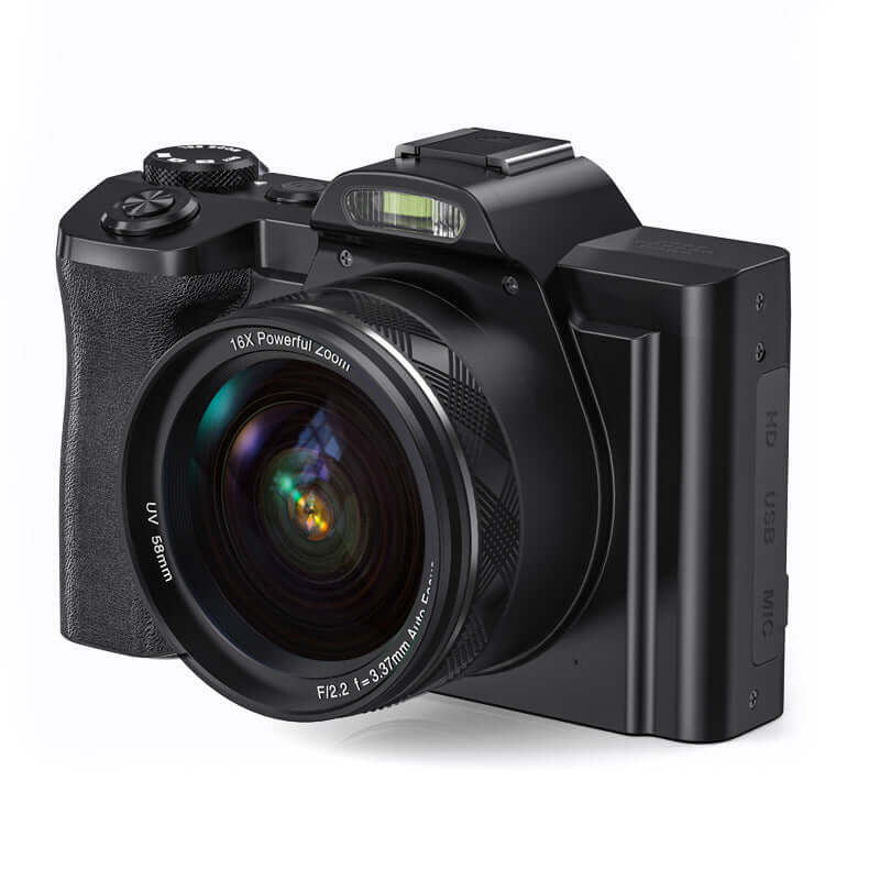 HD digital camera with periscope lens, 18X zoom, and capacitive touch screen.