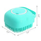 Pet dog shampoo massager brush in teal, featuring silicone bristles for bathing and grooming short hair pets.