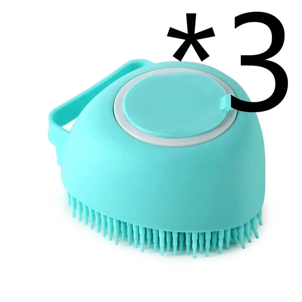 Silicone Dog Bath Massage Gloves – Pet Grooming Brush for Cats and Dogs with Shampoo Dispenser, Bathroom Cleaning Tool
