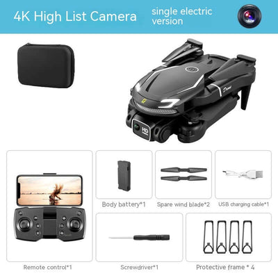 V88 UAV HD aerial photography drone with 4K camera features, accessories, and remote control included.