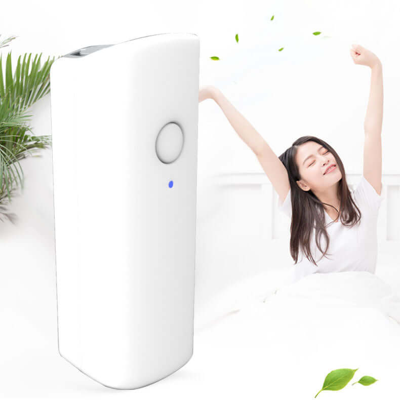 Portable air purifier in a modern design, enhancing air quality for a comfortable indoor environment.