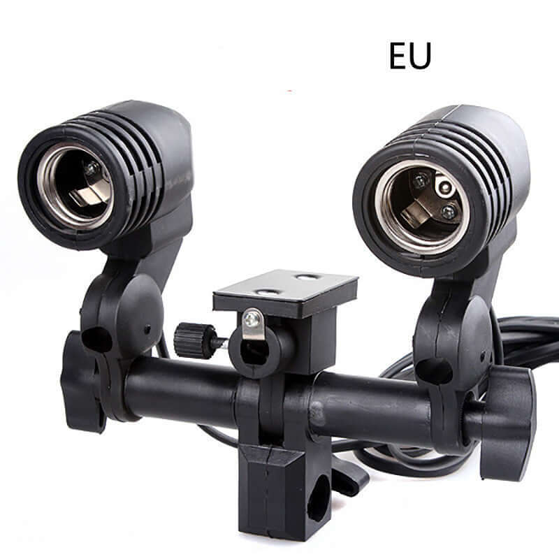 High-end double lamp holder for photography lighting, E27 interface with adjustable angle and 2.5M wire.