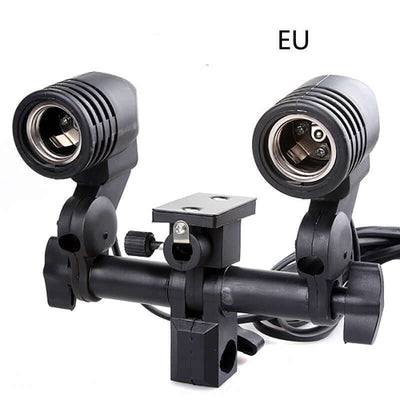 High-end double lamp holder for photography lighting, E27 interface with adjustable angle and 2.5M wire.