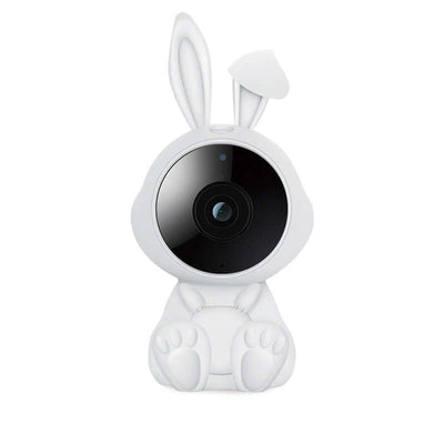 White rabbit-shaped wifi intelligent baby monitor with camera for baby supervision.