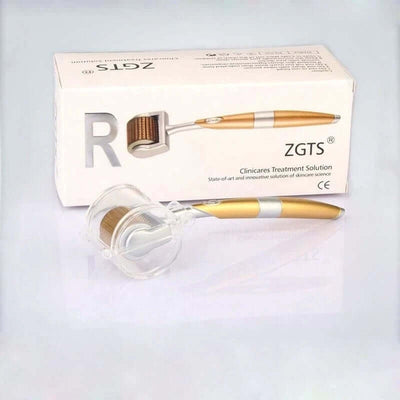 Titanium Derma Roller with microneedles in packaging, ideal for facial repair and rejuvenation.