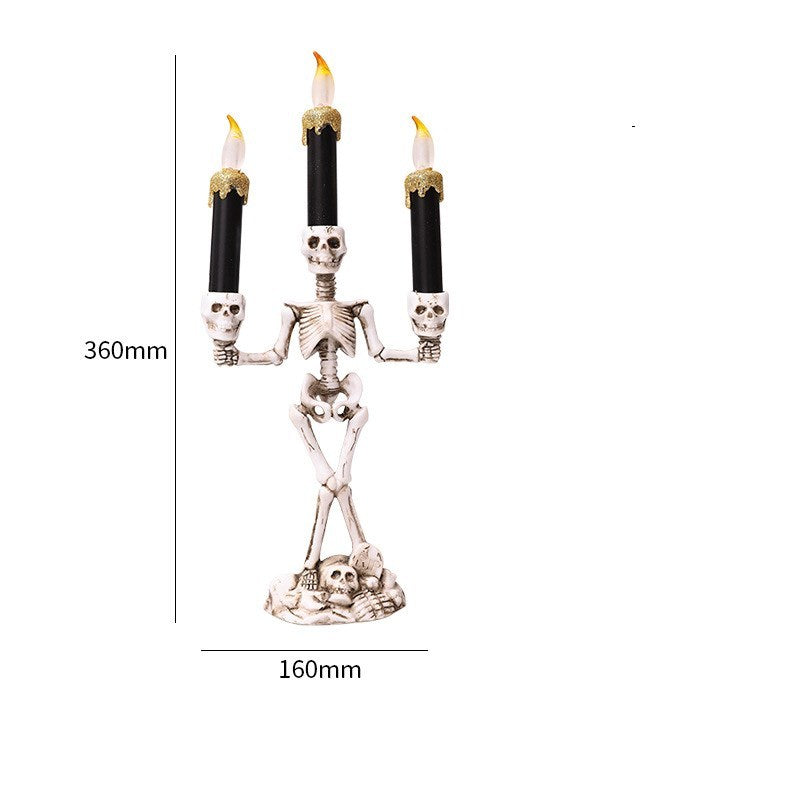 NEVY-TECH presents spooky skeleton candles—three-piece Halloween decoration perfect for gothic, party, or haunted house themes.