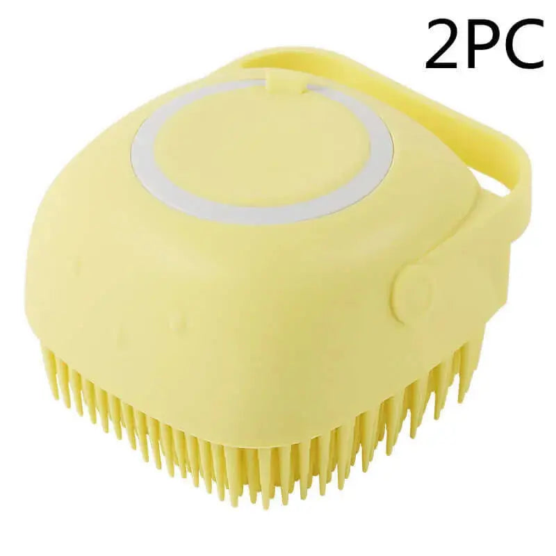 Silicone Dog Bath Massage Gloves – Pet Grooming Brush for Cats and Dogs with Shampoo Dispenser, Bathroom Cleaning Tool