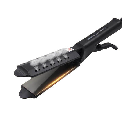 Hair curler with steam, featuring tourmaline ceramic plates, suitable for wet and dry hair, 31mm diameter, adjustable temperature.