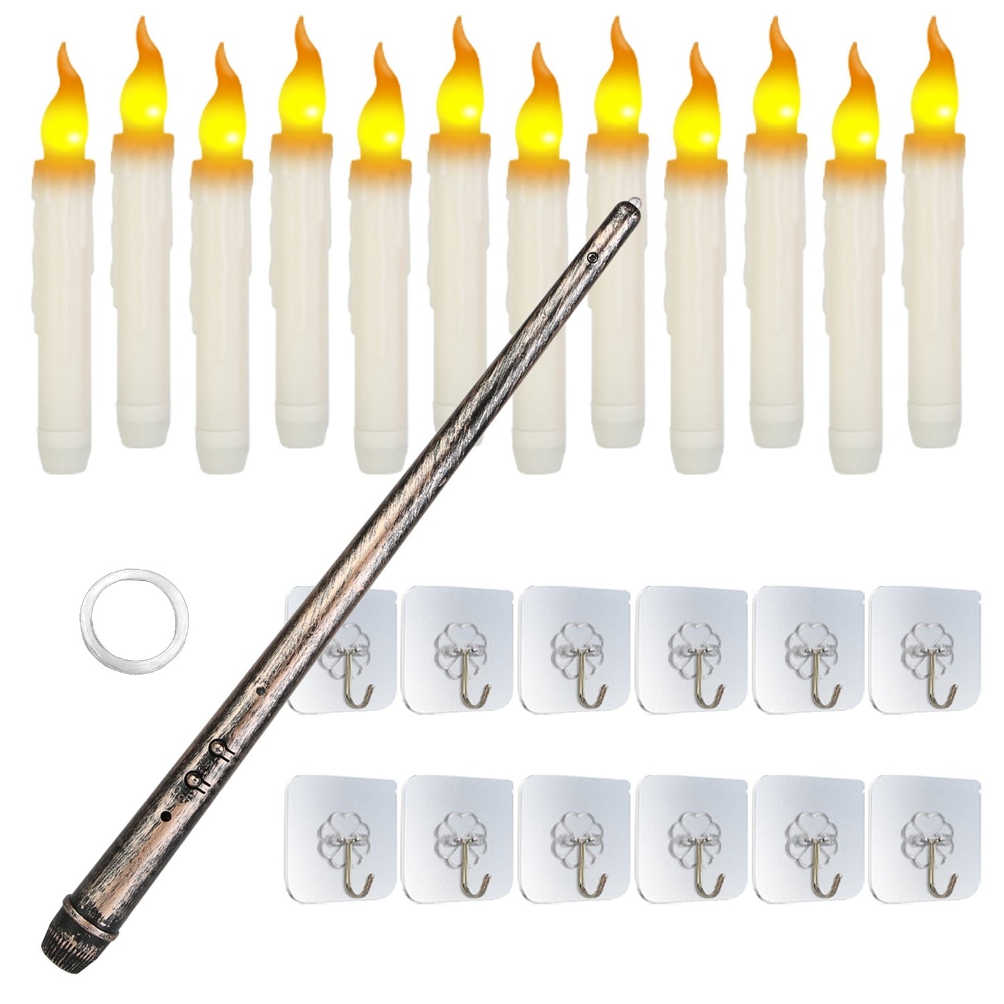 NEVY-TECH offers 12 floating LED candles with magic wand remote—perfect for Halloween, Christmas, and festive party décor.