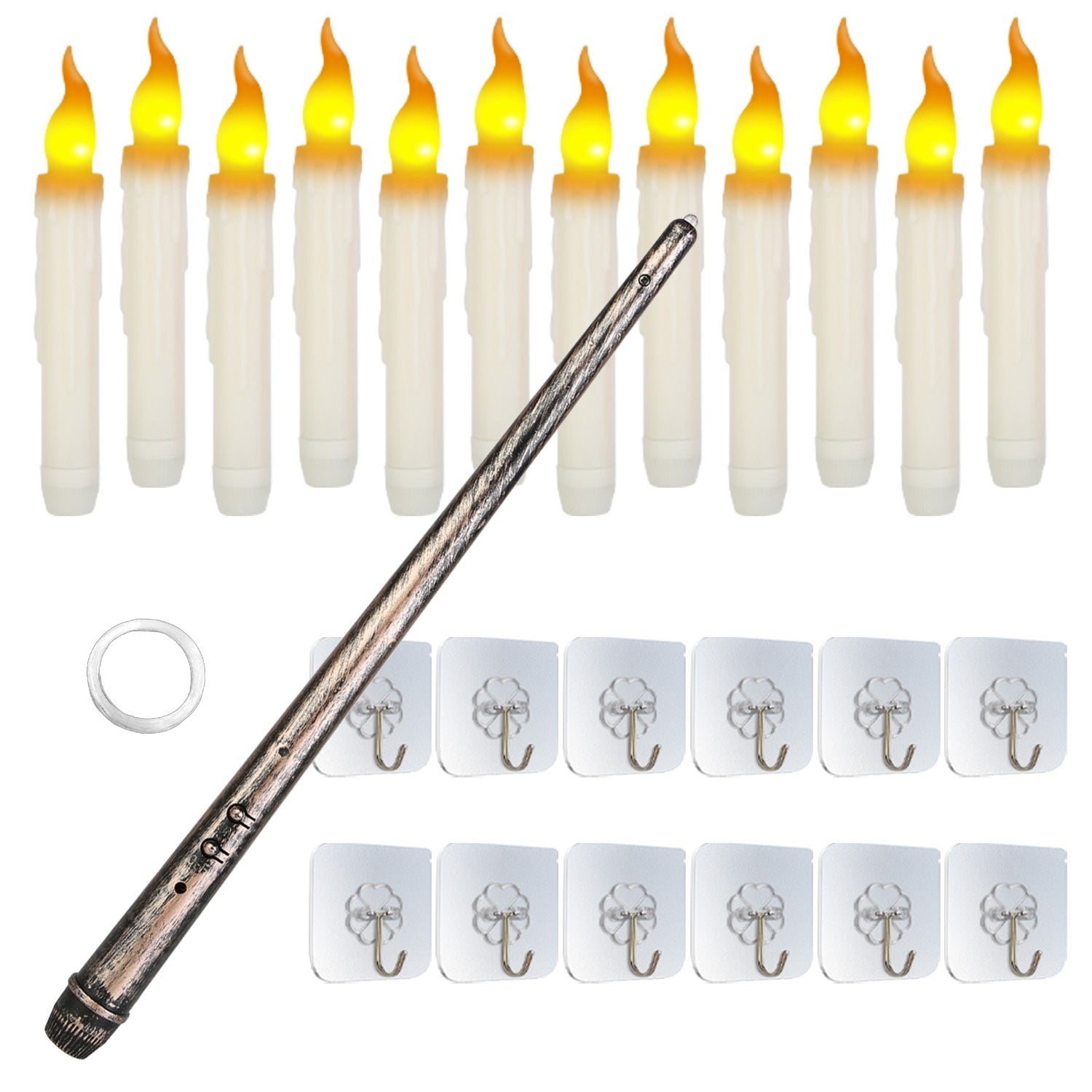 NEVY-TECH offers 12 floating LED candles with magic wand remote—perfect for Halloween, Christmas, and festive party décor.