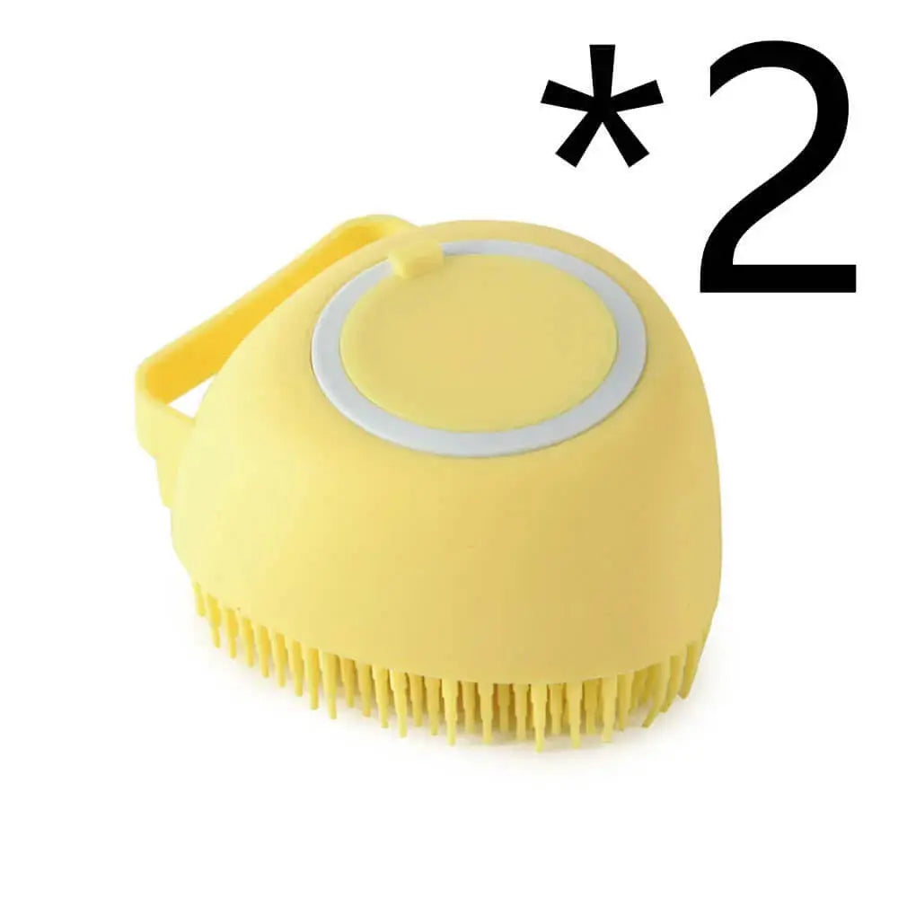 Silicone Dog Bath Massage Gloves – Pet Grooming Brush for Cats and Dogs with Shampoo Dispenser, Bathroom Cleaning Tool