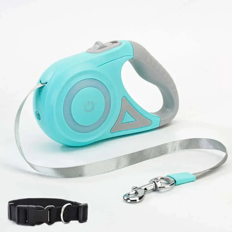 Retractable Dog Leash with Collar and Spotlight – Automatic Pet Traction Rope for Small and Medium Dogs
