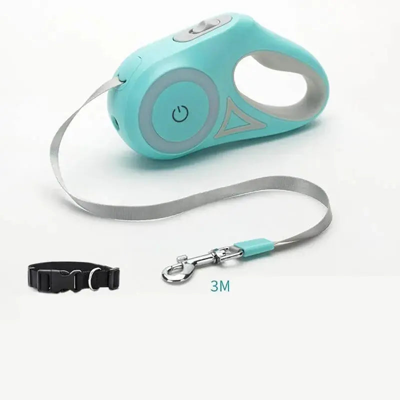 Retractable Dog Leash with Collar and Spotlight – Automatic Pet Traction Rope for Small and Medium Dogs