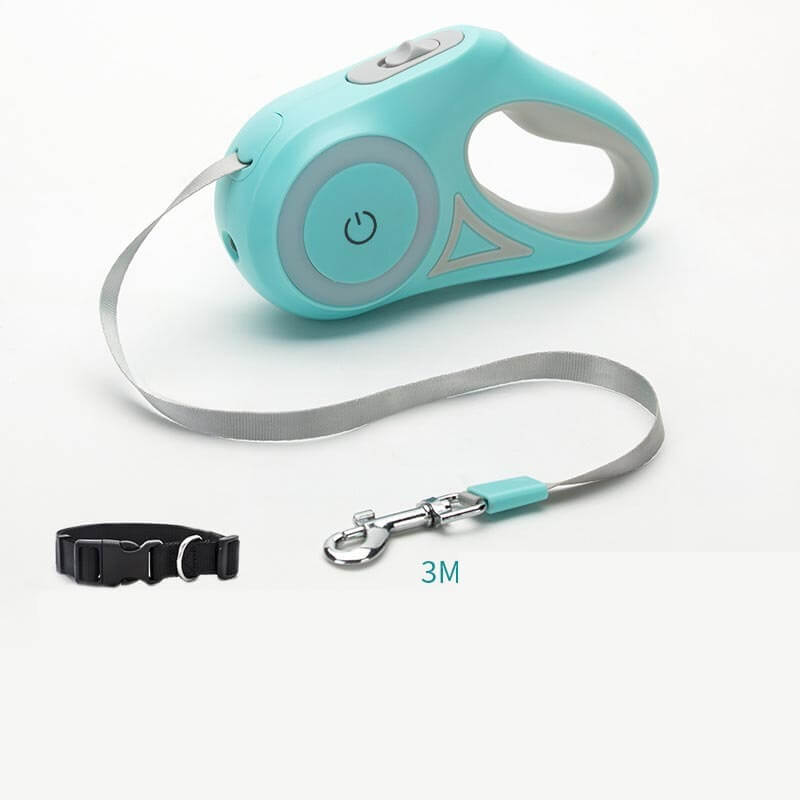 Retractable Dog Leash with Collar and Spotlight – Automatic Pet Traction Rope for Small and Medium Dogs