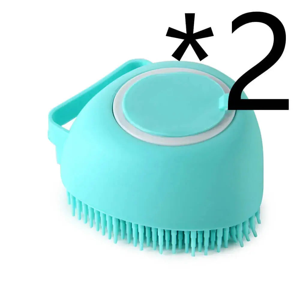 Silicone Dog Bath Massage Gloves – Pet Grooming Brush for Cats and Dogs with Shampoo Dispenser, Bathroom Cleaning Tool