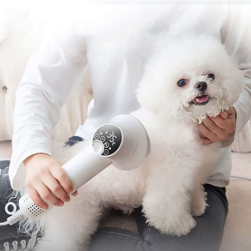 Nevytech Smart Pet Hair Dryer dries and combs your pet’s fur gently with silent airflow, safe heat, and a comfortable grooming design.