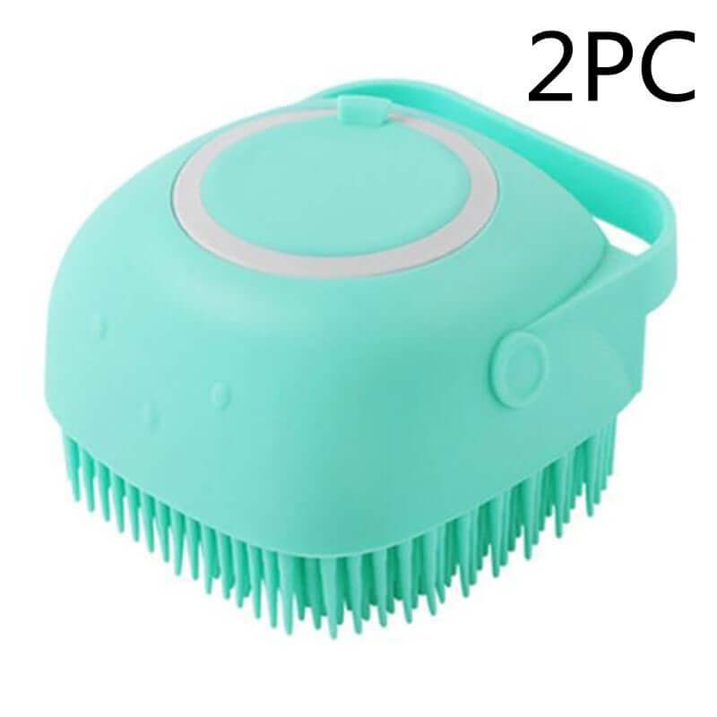 Silicone Dog Bath Massage Gloves – Pet Grooming Brush for Cats and Dogs with Shampoo Dispenser, Bathroom Cleaning Tool