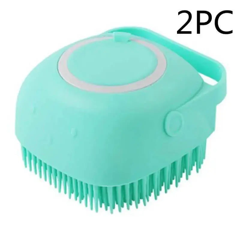 Silicone Dog Bath Massage Gloves – Pet Grooming Brush for Cats and Dogs with Shampoo Dispenser, Bathroom Cleaning Tool