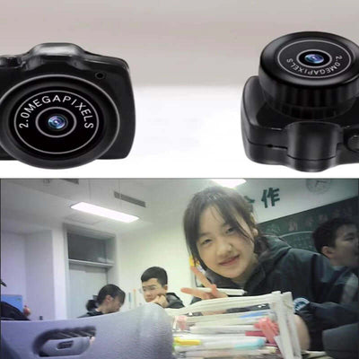 Photography necklace camera with 2.0 megapixels, featuring students in a classroom setting with colorful pens.