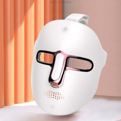 LED Beauty Mask in white with a sleek design for skin rejuvenation, featuring seven colors and photon therapy functions.