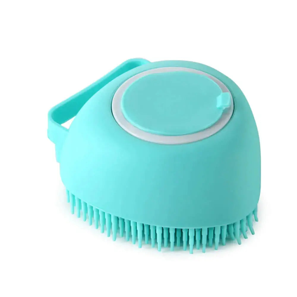Silicone Dog Bath Massage Gloves – Pet Grooming Brush for Cats and Dogs with Shampoo Dispenser, Bathroom Cleaning Tool