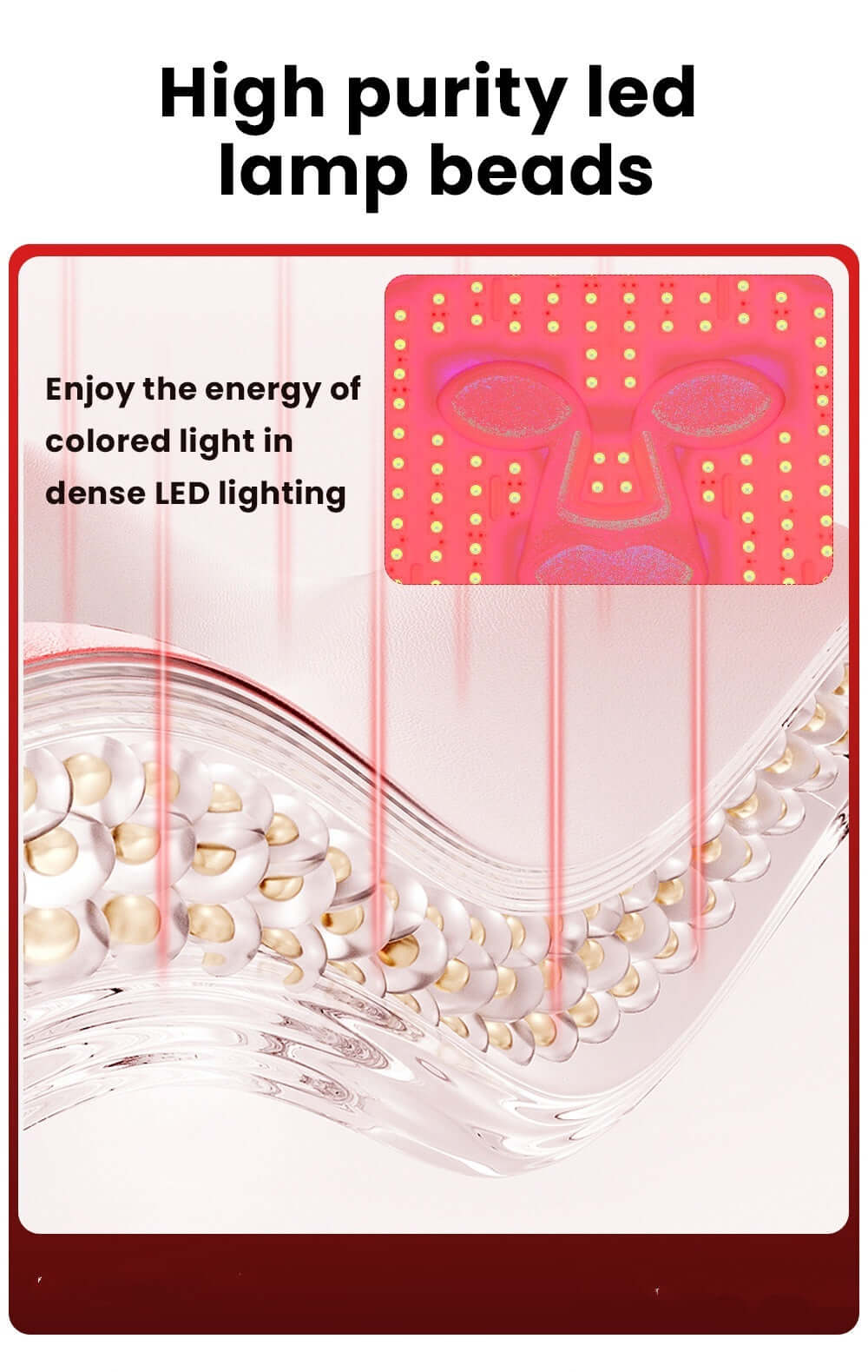 Close-up of high purity LED lamp beads for effective light therapy in skincare and beauty treatments.