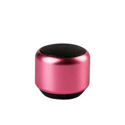 Compact pink portable outdoor mini speaker with superior audio and Bluetooth connection.