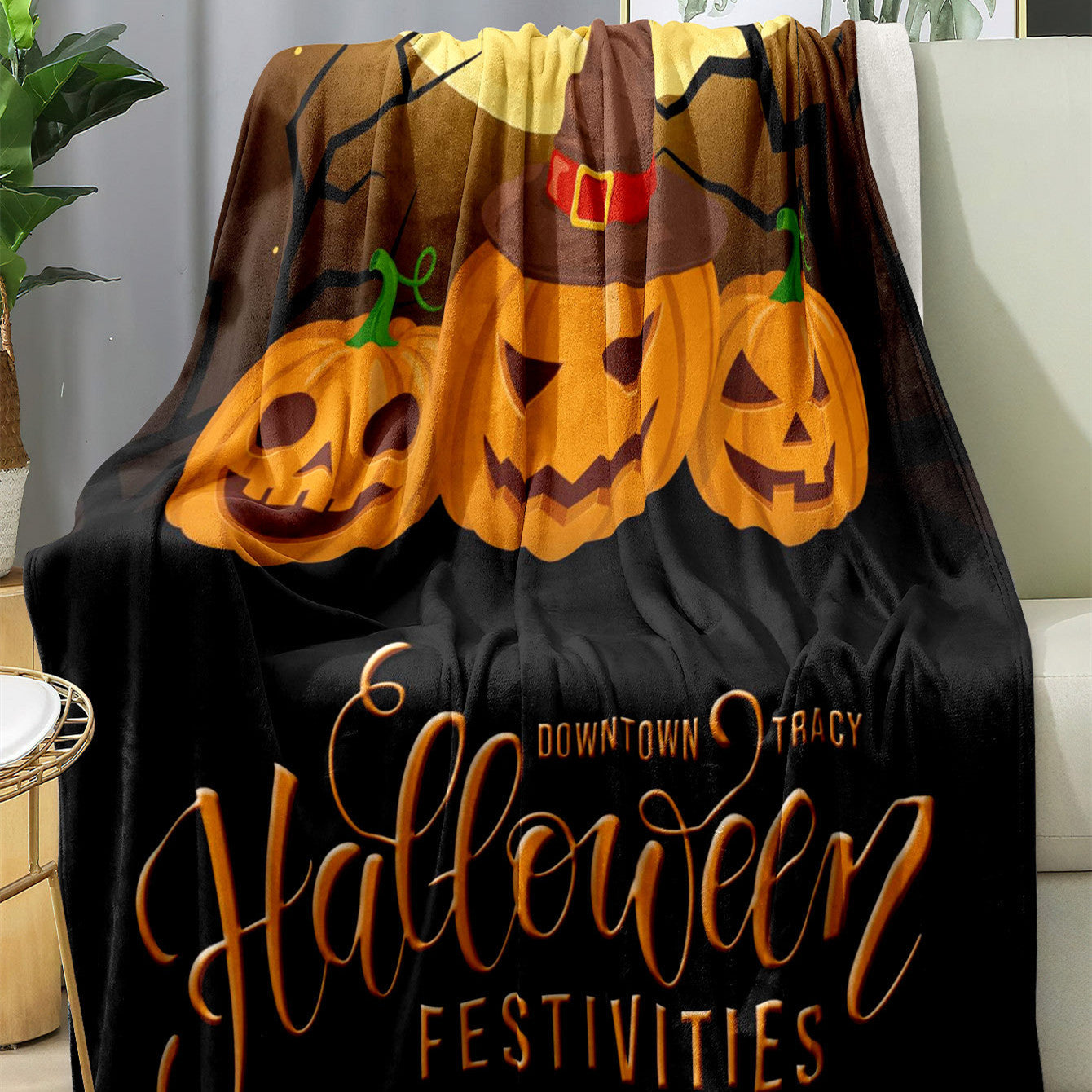 NEVY-TECH flannel blanket brings cozy warmth and festive charm—ideal for Halloween or Christmas party decorations.