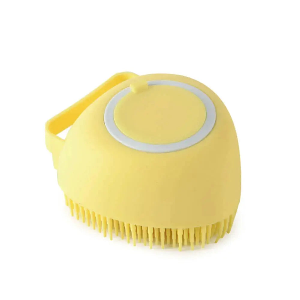 Silicone Dog Bath Massage Gloves – Pet Grooming Brush for Cats and Dogs with Shampoo Dispenser, Bathroom Cleaning Tool