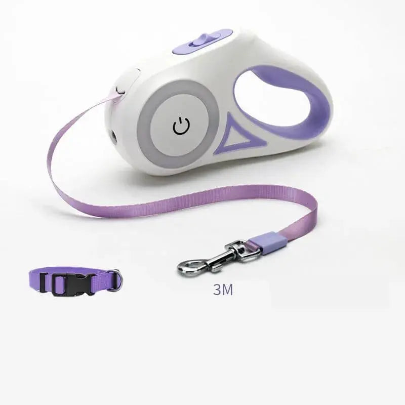 Retractable Dog Leash with Collar and Spotlight – Automatic Pet Traction Rope for Small and Medium Dogs