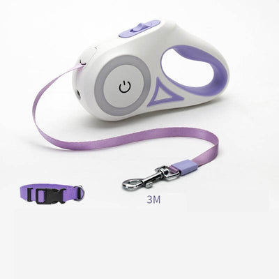 Retractable Dog Leash with Collar and Spotlight – Automatic Pet Traction Rope for Small and Medium Dogs