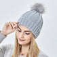 Winter Knitted Hats Fashion Stretchy Lined Skull Hats For Women Faux Fur Pom Pom Hat Keep Warming Beanie Hat