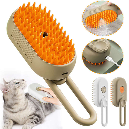 3-in-1 Electric Cat Steam Brush – Spray Hair Removal Comb for Dog & Cat Grooming and Massage