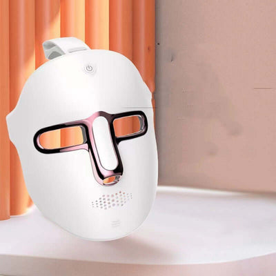 LED beauty mask with seven colors for skin rejuvenation, reducing wrinkles and brightening skin.