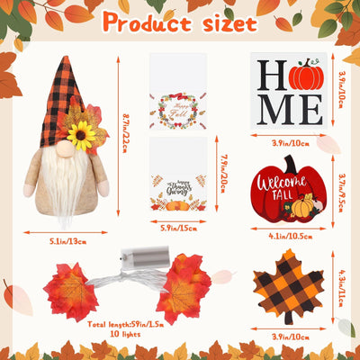 NEVY-TECH brings cozy fall gnome decorations with pumpkins, maple leaves, and string lights—perfect for Thanksgiving and home décor.