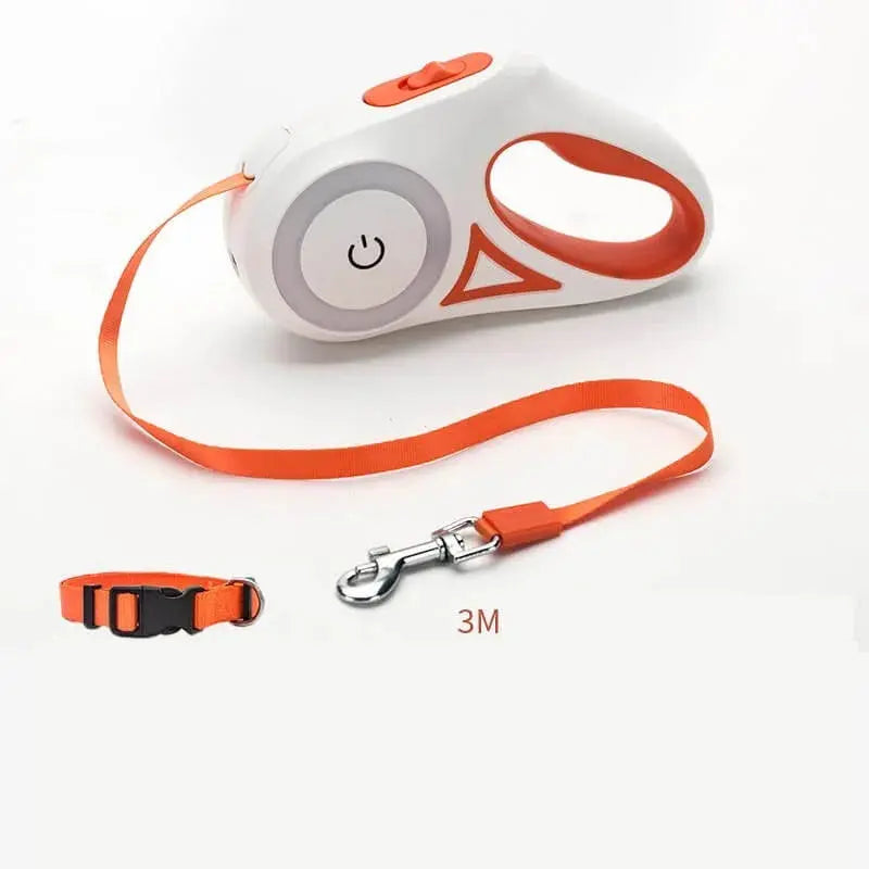 Retractable Dog Leash with Collar and Spotlight – Automatic Pet Traction Rope for Small and Medium Dogs