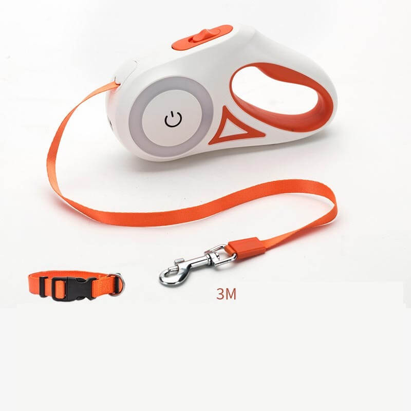 Retractable Dog Leash with Collar and Spotlight – Automatic Pet Traction Rope for Small and Medium Dogs