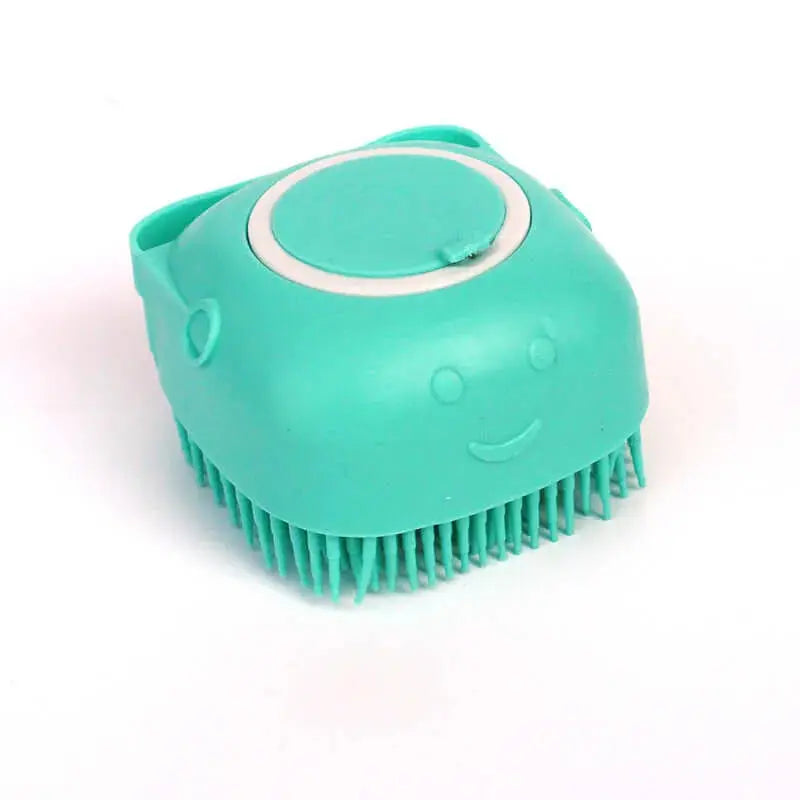 Silicone Dog Bath Massage Gloves – Pet Grooming Brush for Cats and Dogs with Shampoo Dispenser, Bathroom Cleaning Tool