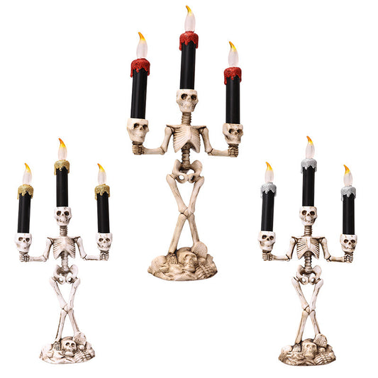 NEVY-TECH presents spooky skeleton candles—three-piece Halloween decoration perfect for gothic, party, or haunted house themes.